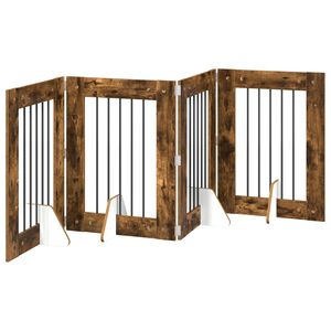 vidaXL Skladacia psia br&aacute;na so stojanmi 4 ks Dymov&yacute; dub 241 cm