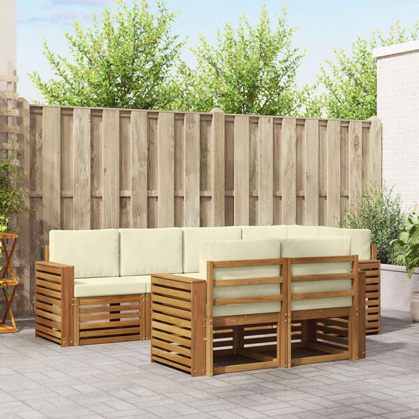 vidaXL S&uacute;pravy pohoviek 7 pcs Pr&iacute;rodn&aacute; a kr&eacute;mov&aacute; Pevn&eacute; ak&aacute;ciov&eacute; drevo