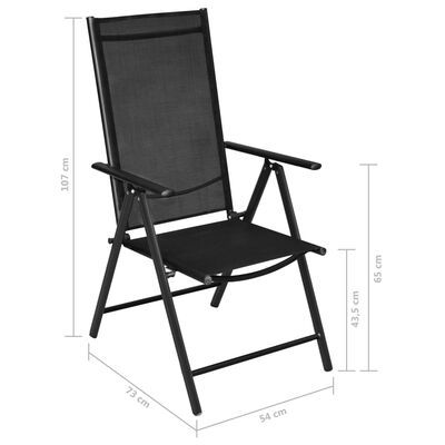 vidaXL Skladacie záhradné stoličky 4 ks, hliník a textilén, čierne