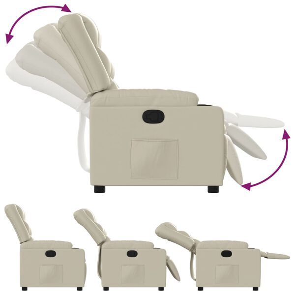 vidaXL Skl&aacute;pacie kreslo, kr&eacute;mov&eacute;, umel&aacute; koža