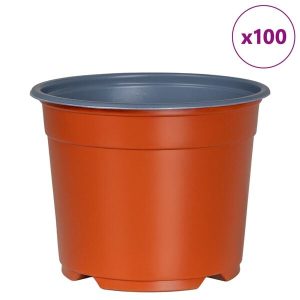 vidaXL Kvetinov&yacute; kvetin&aacute;č 100 pcs Tehlov&aacute; &Oslash; 15 x 12.5 cm Plast