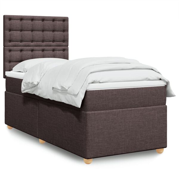 vidaXL Boxspring posteľ s matracom tmavohnedá 100x200 cm látka