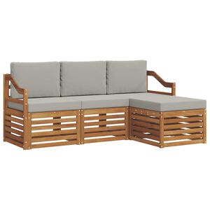 vidaXL Z&aacute;hradn&aacute; s&uacute;prava gaučov s vank&uacute;&scaron;om 4 pcs Pr&iacute;rodn&aacute; a svetlosiv&aacute;