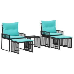 vidaXL Z&aacute;hradn&yacute; n&aacute;bytok s vank&uacute;&scaron;om 11 pcs Čierna a tyrkysov&aacute; polyratan