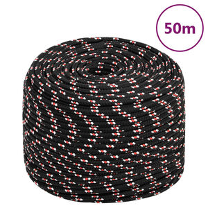 vidaXL Lodn&eacute; lano čierne 8 mm 50 m polypropyl&eacute;n