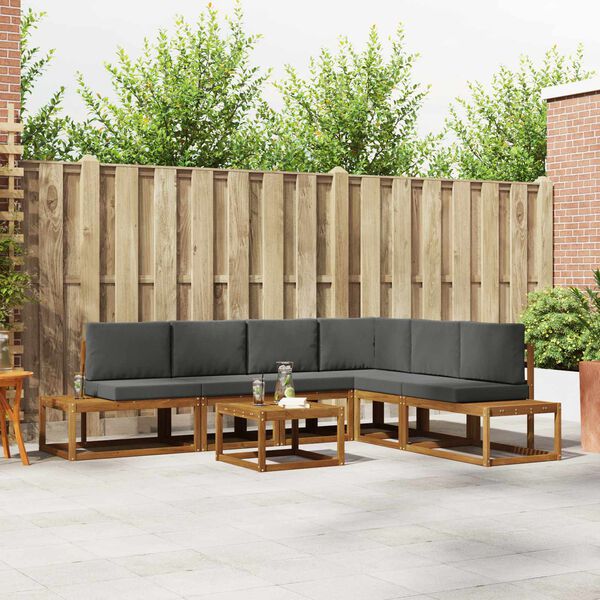 vidaXL Z&aacute;hradn&aacute; s&uacute;prava gaučov s vank&uacute;&scaron;om 7 Kus Pr&iacute;rodn&aacute; a antracitov&aacute;