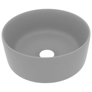 vidaXL Luxusn&eacute; um&yacute;vadlo, okr&uacute;hle, matn&eacute; svetlosiv&eacute; 40x15 cm, keramika