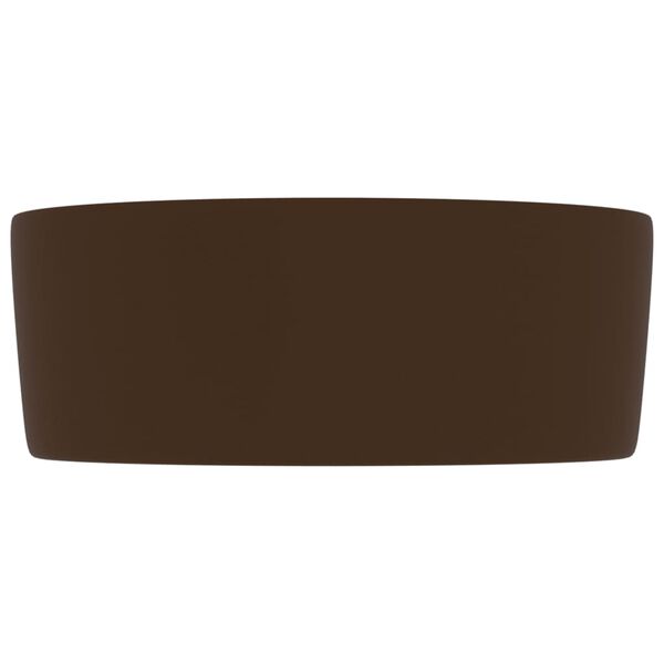 vidaXL Luxusn&eacute; um&yacute;vadlo, okr&uacute;hle, matn&eacute; tmavohned&eacute; 40x15 cm, keramika