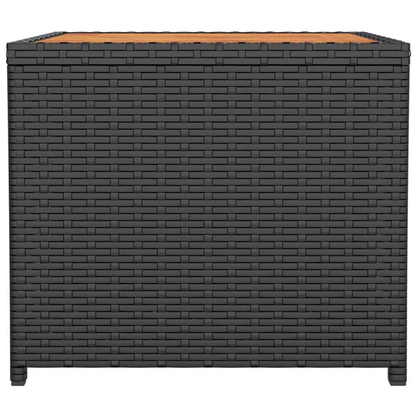 vidaXL Čajov&yacute; stol&iacute;k dreven&aacute; doska čierny polyratan a mas&iacute;vna ak&aacute;cia