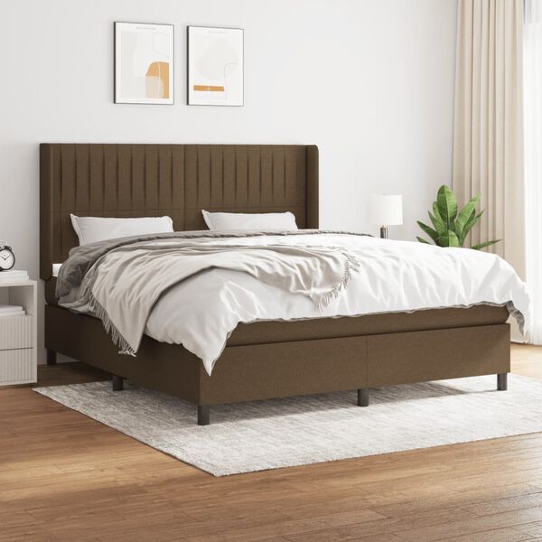 vidaXL Boxspring posteľ s matracom tmavohned&aacute; 160x200 cm l&aacute;tka