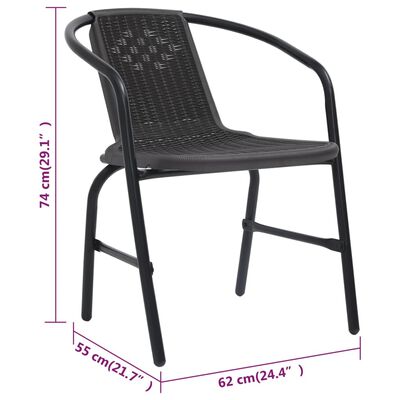 vidaXL Záhradné stoličky 8 ks plastový ratan a oceľ 110 kg