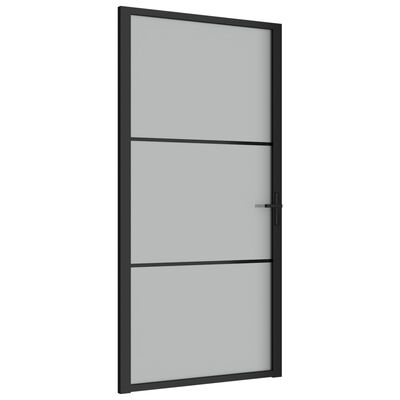 vidaXL Vnútorné dvere 102,5x201,5 cm čierne matné sklo a hliník