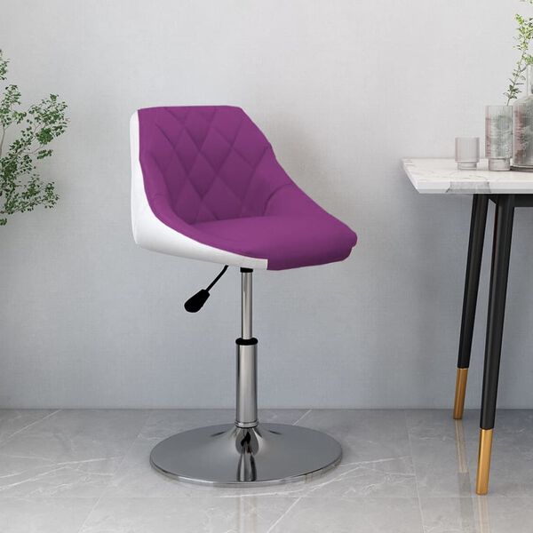 vidaXL Barov&aacute; stolička fialov&aacute; a biela umel&aacute; koža