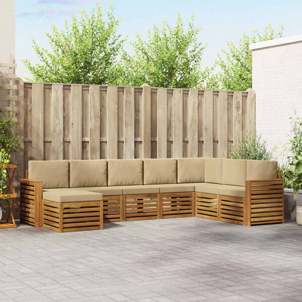 vidaXL Sada rohov&yacute;ch gaučov s vank&uacute;&scaron;om 8 pcs Pr&iacute;rodn&aacute; a b&eacute;žov&aacute;