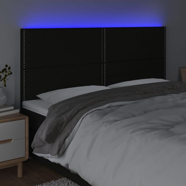 vidaXL Čelo postele s LED čierne 180x5x118/128 cm l&aacute;tka