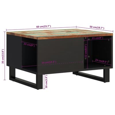 vidaXL Konferenčný stolík 60x50x35 cm recyklovaný masív