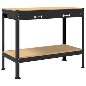 vidaXL Pracovn&yacute; st&ocirc;l Čierny 114 x 54 x 91 cm Spracovan&eacute; drevo a kov
