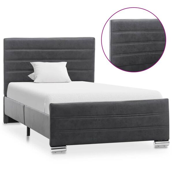 vidaXL Posteľný rám sivý umelý semiš 100x200 cm