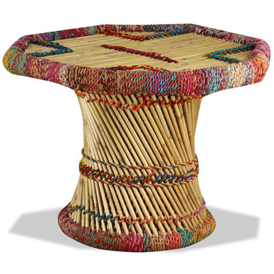 vidaXL Bambusový konferenčný stolík s chindi detailmi, viacfarebný