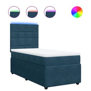 vidaXL Posteľn&yacute; r&aacute;m boxsping s matracom modr&yacute; 80x200 cm zamat