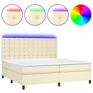 vidaXL Boxspring posteľ s matracom a LED kr&eacute;mov&aacute; 200x200 cm umel&aacute; koža