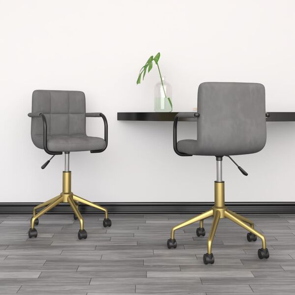 vidaXL Otočn&eacute; jed&aacute;lensk&eacute; stoličky 2 ks bledosiv&eacute; zamatov&eacute;