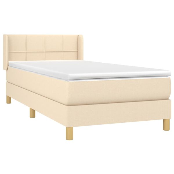 vidaXL Posteľn&yacute; r&aacute;m boxspring s matracom kr&eacute;mov&yacute; 90x190 cm l&aacute;tka