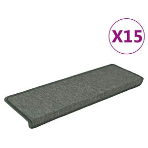 vidaXL Schodov&eacute; rohože 15 ks 65x21x4 cm tmavozelen&eacute; s obdĺžnikov&yacute;m okrajom