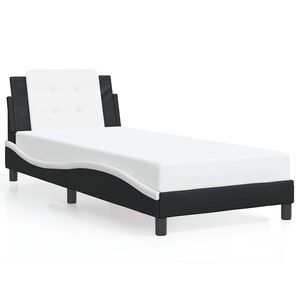 vidaXL R&aacute;m postele bez matraca Zadar čierno-biely 90x190 cm umel&aacute; koža