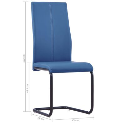 vidaXL Jedálenské stoličky, perová kostra 4 ks, modré, umelá koža