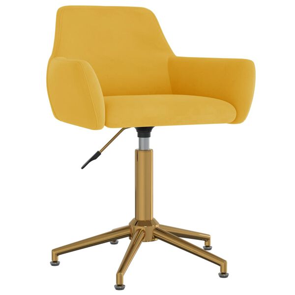 vidaXL Otočn&aacute; jed&aacute;lensk&aacute; stolička žlt&aacute; zamatov&aacute;