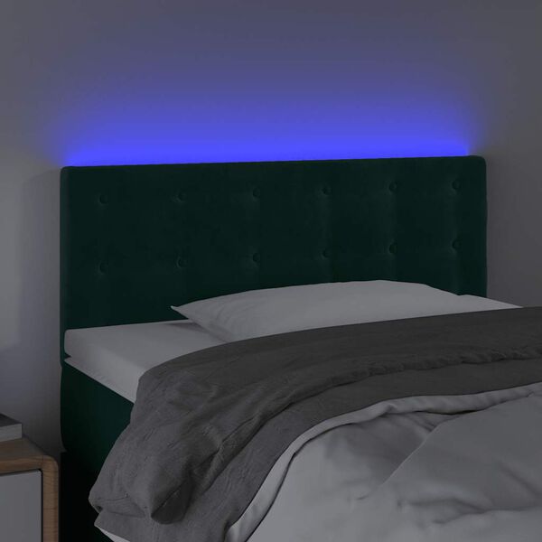vidaXL Čelo postele s LED tmavozelen&eacute; 100x5x78/88 cm zamat