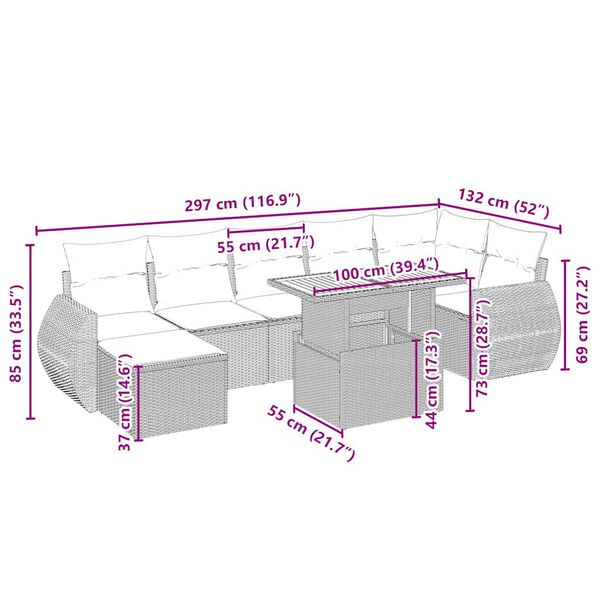 vidaXL 8-dielna z&aacute;hradn&aacute; s&uacute;prava pohoviek s vank&uacute;&scaron;mi b&eacute;žov&aacute; polyratan