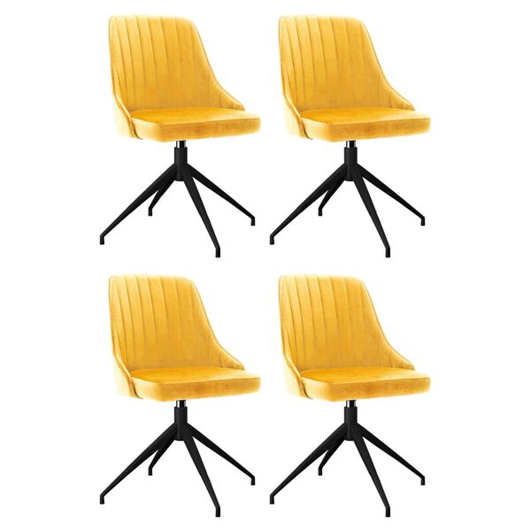vidaXL Jed&aacute;lensk&eacute; stoličky 4 ks žlt&eacute; zamatov&eacute;