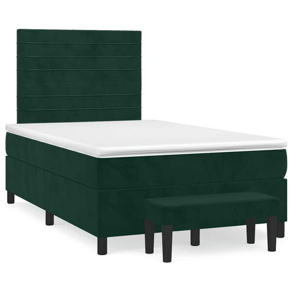 vidaXL Boxspring posteľ s matracom, tmavozelen&aacute; 120x190cm, zamat