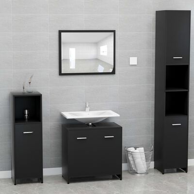 vidaXL Skrinka do kúpeľne, čierna 60x33x61 cm, kompozitné drevo