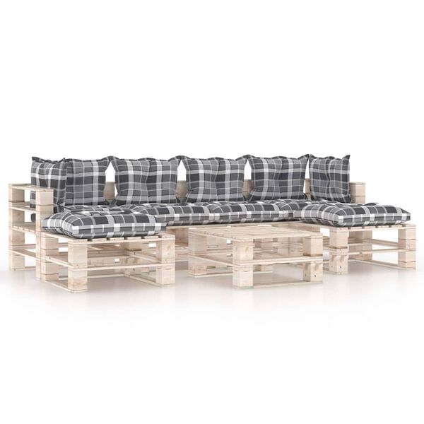 vidaXL 7-dielna z&aacute;hradn&aacute; paletov&aacute; s&uacute;prava s podložkami, borovica