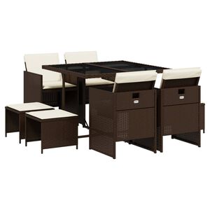 vidaXL 9-dielna z&aacute;hradn&aacute; jed&aacute;lensk&aacute; s&uacute;prava s vank&uacute;&scaron;mi hned&aacute; polyratan