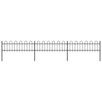 vidaXL Záhradný plot s oblúkovým zakončením, oceľ 5,1x0,6 m, čierny