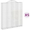 vidaXL Obl&uacute;kov&yacute; gabionov&yacute; k&ocirc;&scaron; 5 ks 200x30x220/240cm pozinkovan&eacute; železo