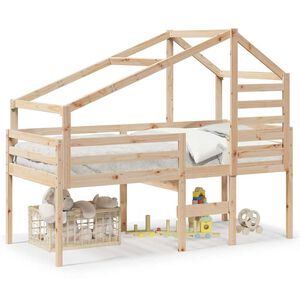 vidaXL Vysok&aacute; posteľ so strechou 75x190 cm borovicov&yacute; mas&iacute;v
