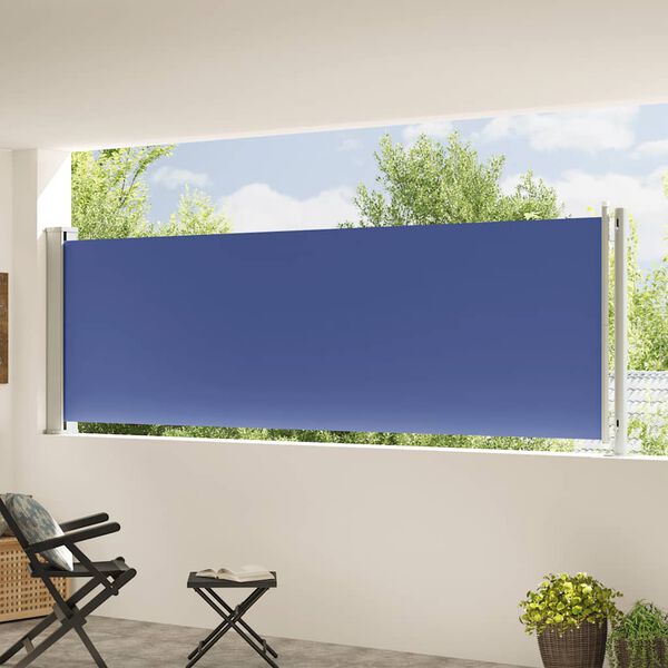 vidaXL Zaťahovacia bočn&aacute; mark&iacute;za na terasu 117x600 cm modr&eacute;
