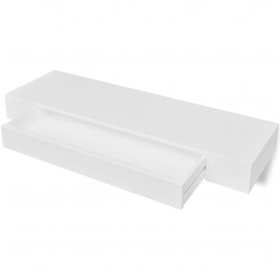 vidaXL Nástenné plávajúce poličky so zásuvkami 2 ks biele 80 cm