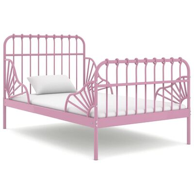 vidaXL Rozšíriteľný posteľný rám ružový kovový 80x130/200 cm