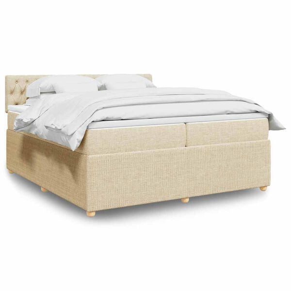 vidaXL Boxspring posteľ s matracom kr&eacute;mov&aacute; 200x200 cm l&aacute;tka