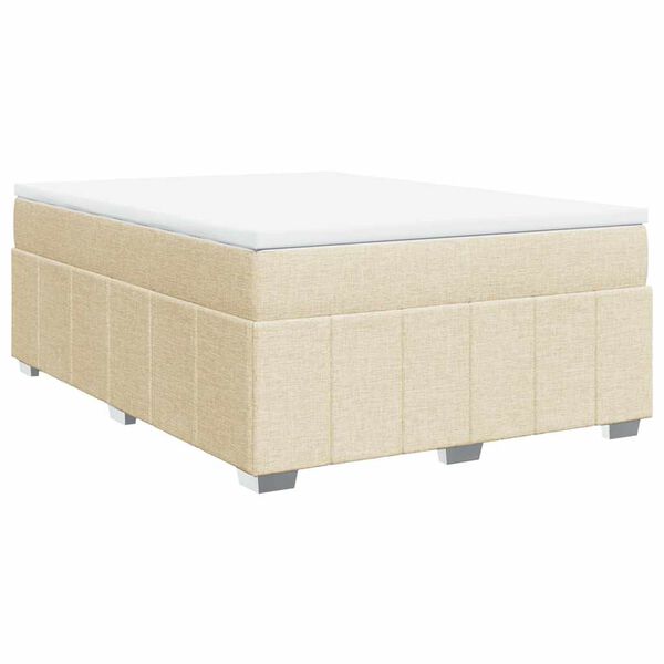 vidaXL Boxspring posteľ s matracom kr&eacute;mov&yacute; 140x190 cm l&aacute;tka