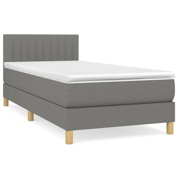vidaXL Boxspring posteľ s matracom tmavosiv&aacute; 90x190 cm l&aacute;tka