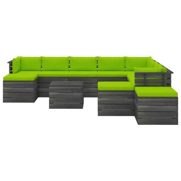 vidaXL 12-dielna z&aacute;hradn&aacute; sedacia s&uacute;prava z paliet s podložkami mas&iacute;vna borovica