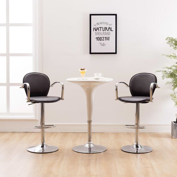 vidaXL Barové stoličky s opierkami 2 ks, hnedé, umelá koža