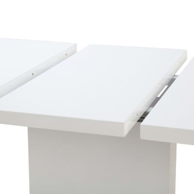 vidaXL Rozkladací kuchynský stôl z MDF 180x90x76 cm lesklý biely
